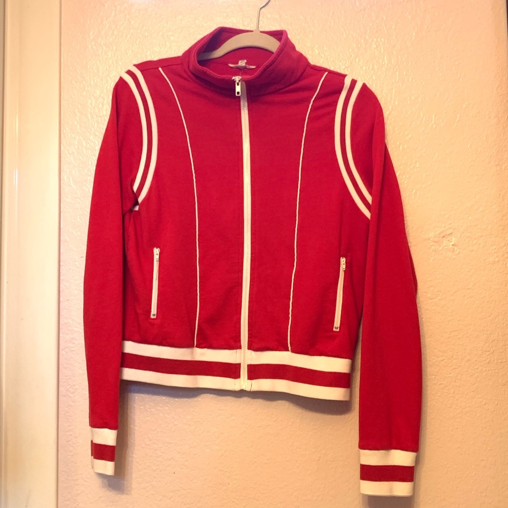 Red and white stripes sporty jacket